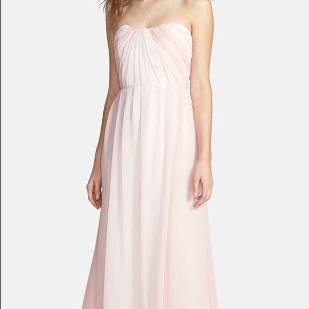 Hayley Paige Occasions Crinkle Chiffon Gown Petal
